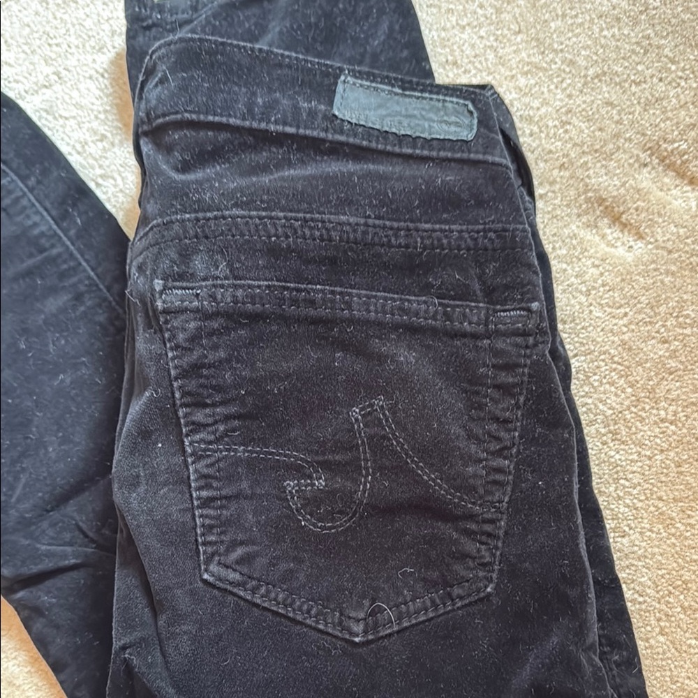 Adriano Goldschmied AG Black Velvet Supet Skinny Legging Jeans. Size 25